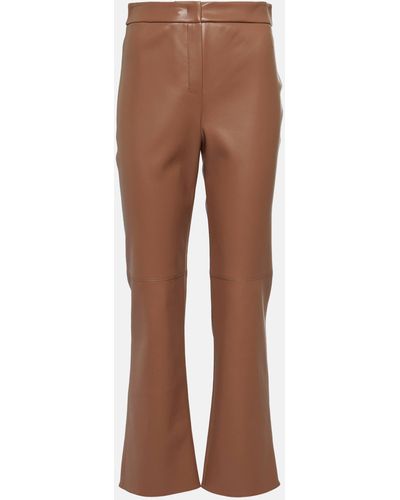 Max Mara Sublime Faux Leather Flared Pants - Brown