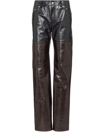Peter Do High-rise Straight Leather Pants - Grey