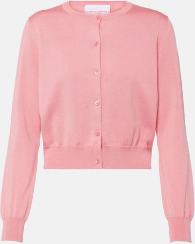 Carolina Herrera Cropped Silk And Cotton Cardigan - Pink