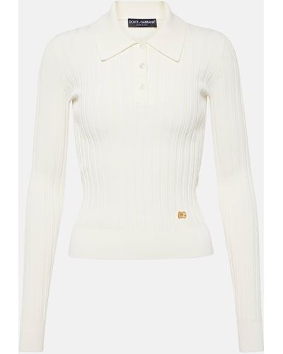 Dolce & Gabbana Long-sleeved Polo Shirt - White