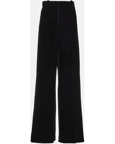 Nina Ricci High-rise Velvet Wide-leg Pants - Black