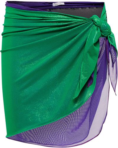 Oséree Oseree Bicolor Lame Beach Cover-up - Green