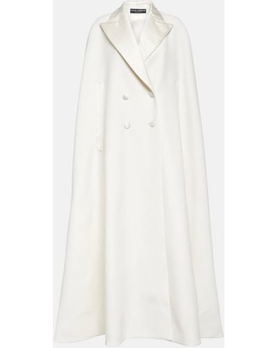 Dolce & Gabbana Double-breasted Wool-blend Cape - White