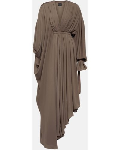 Balenciaga All-in Asymmetric Crepe Maxi Dress - Brown