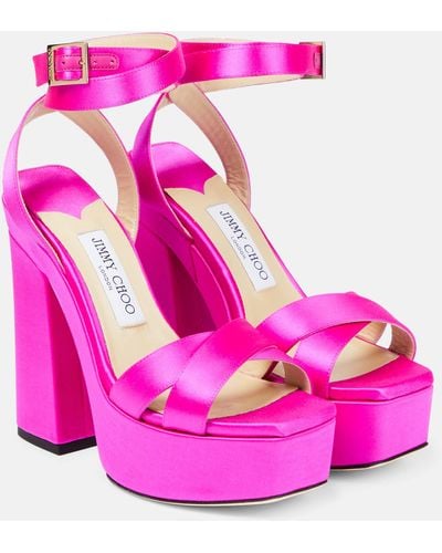 Jimmy Choo Gaia Satin Platform Sandals - Pink