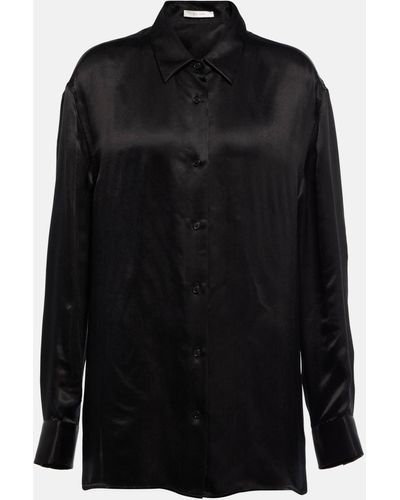 The Row Biel Satin Shirt - Black