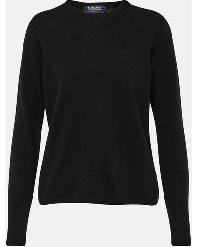 Max Mara Kenya V-neck Wool And Cashmere Sweater - Black