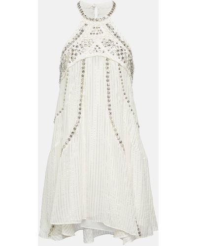 Isabel Marant Orfra Embellished Silk-blend Minidress - White