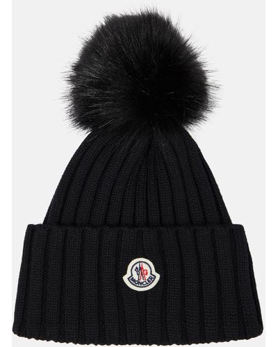 Moncler Ribbed-knit Wool Beanie - Black