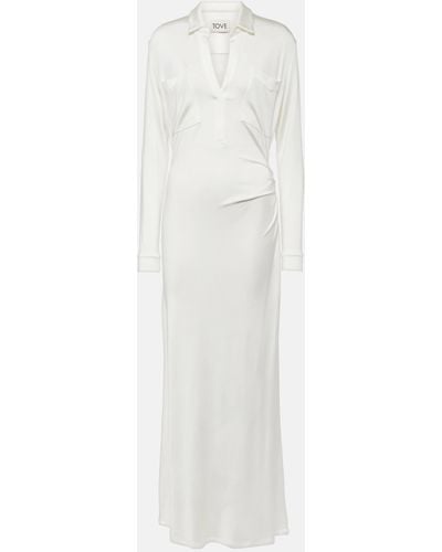 TOVE Iana Gathered Jersey Maxi Dress - White