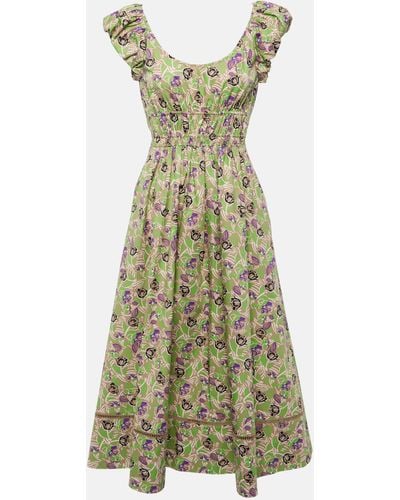 Tory Burch Floral Cotton Midi Dress - Green