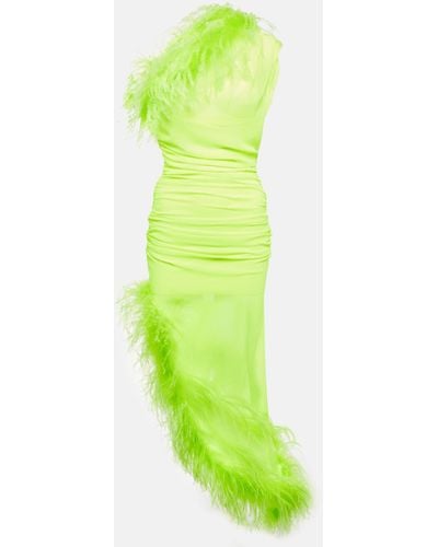GIUSEPPE DI MORABITO Feather-trimmed Midi Dress - Green