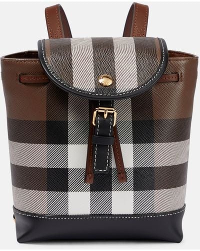 Burberry Micro Checked Canvas Backpack - Black