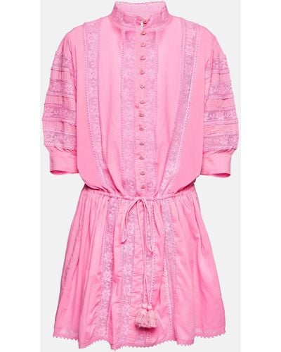 Melissa Odabash Rita Embroidered Cotton Minidress - Pink