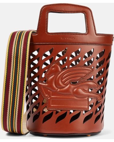 Etro Coffa Leather Bucket Bag - Brown