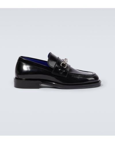 Burberry Embellished Leather Loafers - Black