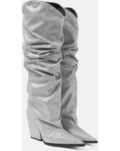 Alexandre Vauthier Glitter Knee-high Boots - Grey