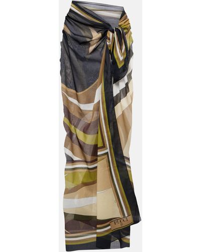 Emilio Pucci Cigni-printed Cotton Beach Cover-up - Metallic