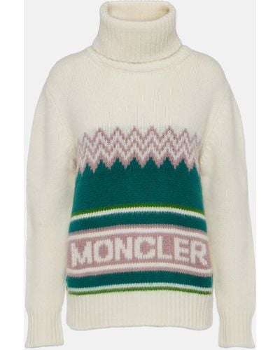 Moncler High Neck Knitted Sweater - White