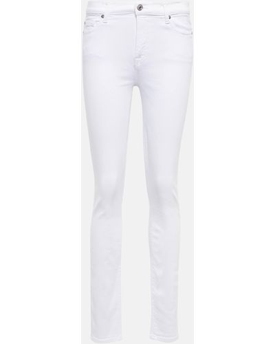 7 For All Mankind Hw Skinny Mid-rise Slim Jeans - White