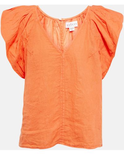 Velvet Ava Linen Top - Orange