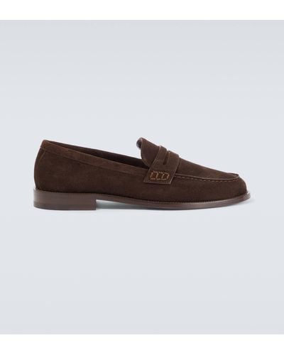 Manolo Blahnik Perry Suede Penny Loafers - Brown