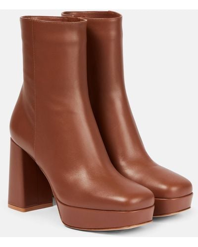 Gianvito Rossi Daisen Leather Ankle Boots - Brown