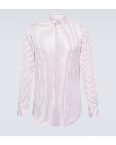 Brioni Striped Cotton Shirt - Pink