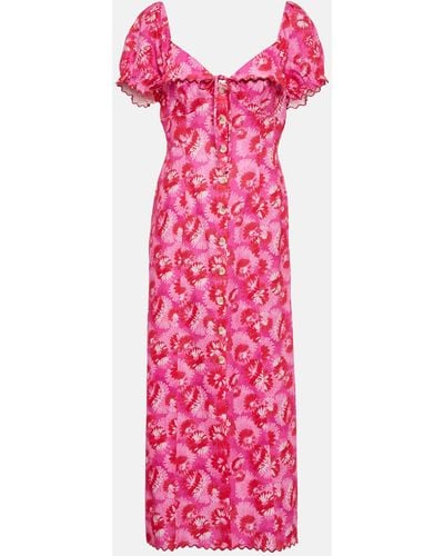 RIXO London Briella Floral-print Midi Dress - Pink