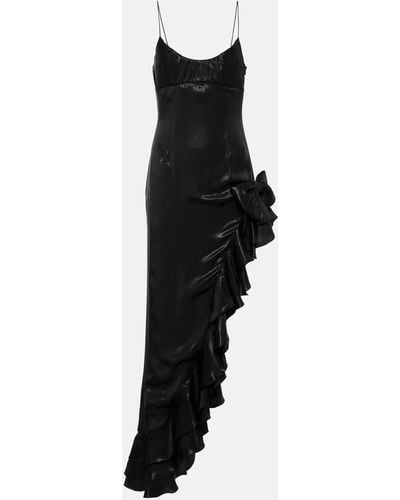Alessandra Rich Ruffled Asymmetrical Midi Dress - Black