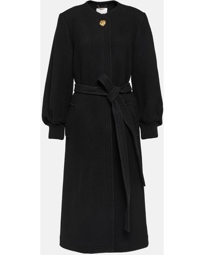 Chloé Wool-blend Wrap Coat - Black