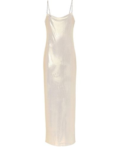 Balmain Lame Slip Dress - White
