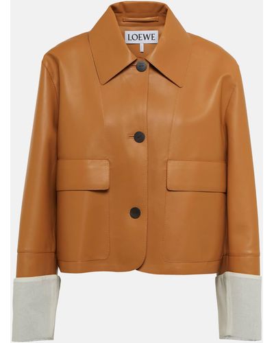 Loewe Leather Cropped Jacket - Brown