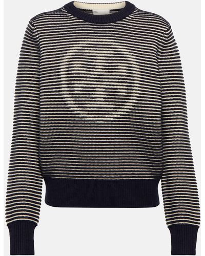 Tory Burch Striped Wool Sweater - Black