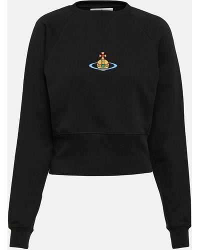 Vivienne Westwood Logo Cropped Cotton Sweatshirt - Black