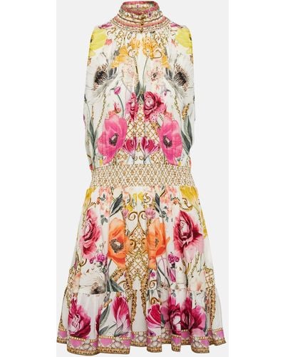 Camilla Floral Embellished Silk Minidress - Multicolour