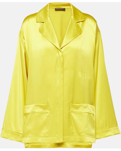 Max Mara Elegante Vasaio Silk Pyjama Shirt - Yellow
