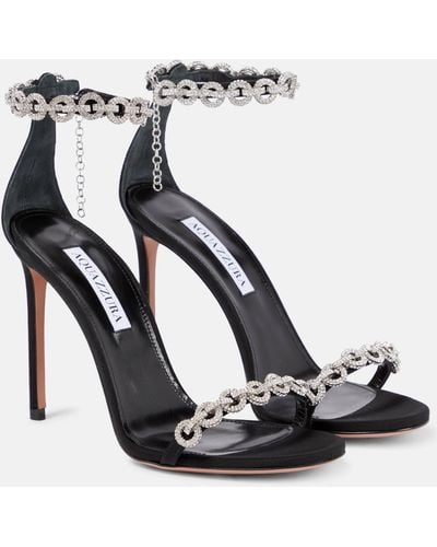 Aquazzura Love Link 105 Crystal-embellished Faille Sandals - Black