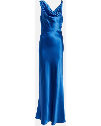 Veronica Beard Sanderson Satin Maxi Dress - Blue