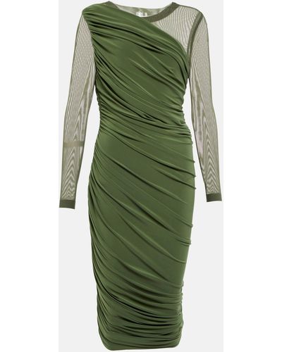 Norma Kamali Diana Ruched Jersey Midi Dress - Green