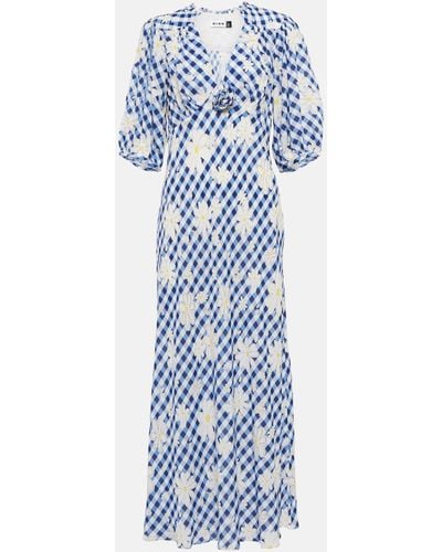 RIXO London Nicolette Printed Woven Midi Dress - Blue