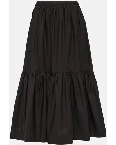 Ganni Cotton Poplin Midi Skirt - Black