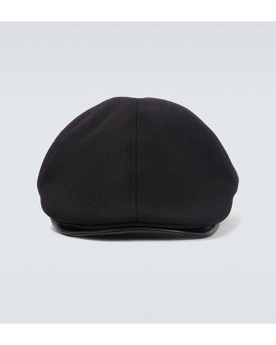 Giorgio Armani Wool And Cashmere-blend Flat Cap - Black