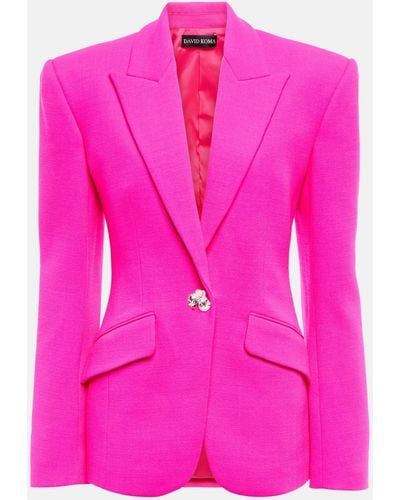David Koma Embellished Virgin Wool Blazer - Pink