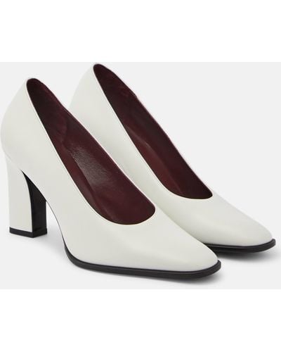 The Row Leather Loafer Pumps - White