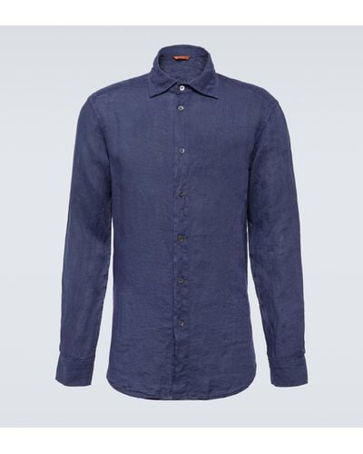 Barena Surian Telino Linen Shirt - Blue
