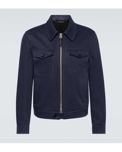 Tom Ford Cotton And Linen Blouson Jacket - Blue