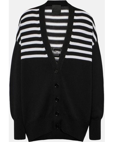 Givenchy 4g Striped Ramie And Cotton Cardigan - Black