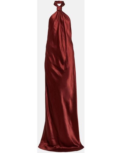 Ann Demeulemeester Halterneck Satin Gown - Red