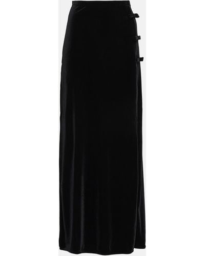 Ganni Women's Velvet Small Bow Maxi-skirt 12 - Black